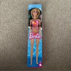 Mattel Barbie Beach Doll - [Blonde Hair in Pink Palm Tree Swimsuit] HXX48-New